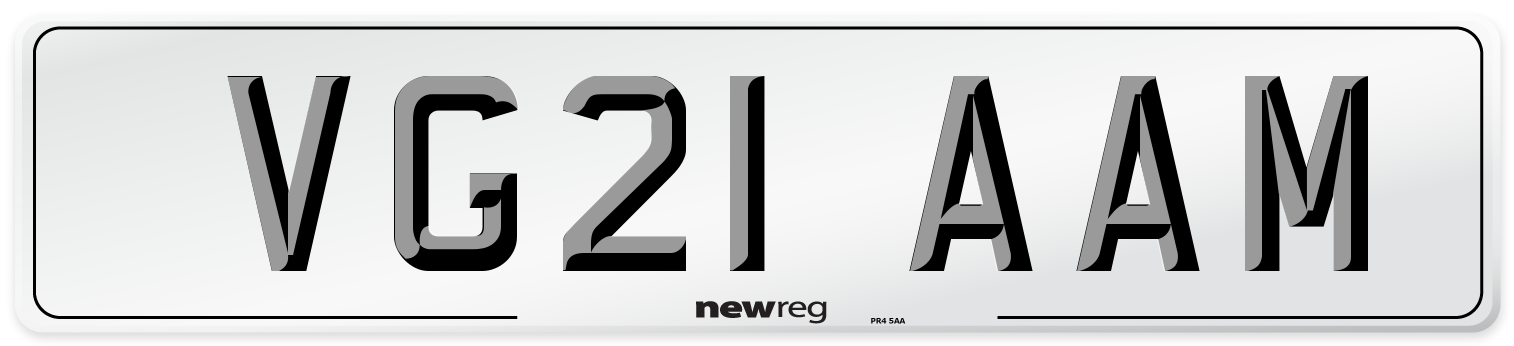 VG21 AAM Number Plate from New Reg